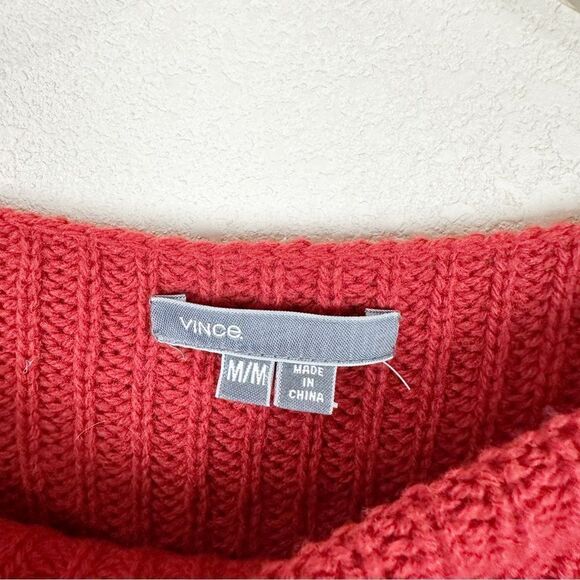 Vince. Red Alpaca Boat Neck Sweater Cable Knit Pullover M - Picture 4 of 5